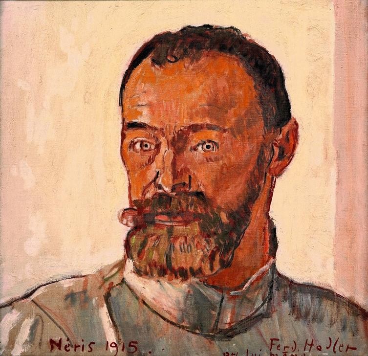 Ferdinand Hodler, Selbstbildnis von Néris (Künstler,Maler (Künstler),Mann,Selbstbildnis,Portrait,Schweizerische Kunst,Kopf,Person)
