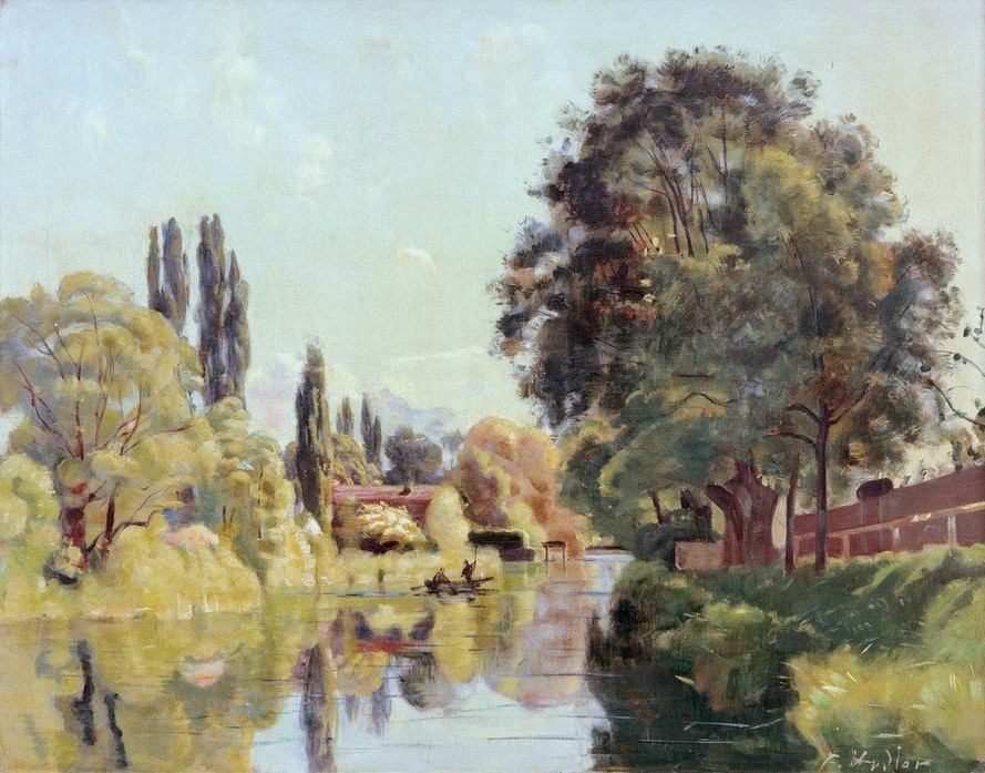 Ferdinand Hodler, Der Aarekanal bei Thun (Kanal,Landschaft,Fluss,Schweizerische Kunst)