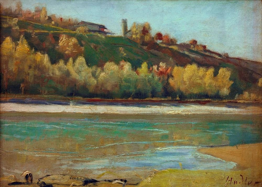 Ferdinand Hodler, Bei der Jonction (Landschaft,Fluss,Schweizerische Kunst,Ufer)