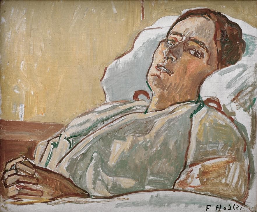 Ferdinand Hodler, Valentine Gode-Darel im Krankenbett (Frau,Jugendstil,Kranke,Krankheit,Medizin,Portrait,Sterben,Krebs (Krankheit),Krankenlager)