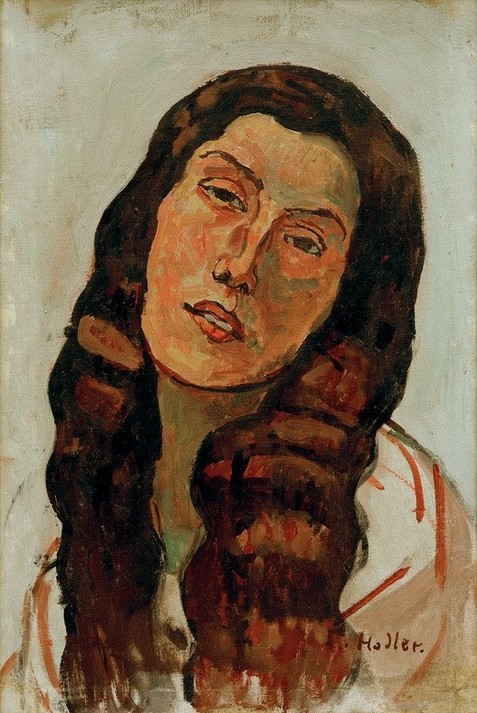 Ferdinand Hodler, Valentine Godé-Darel mit aufgelöstem Haar (Frau,Jugendstil,Mensch,Portrait,Schweizerische Kunst,Langes Haar,Brustbild)