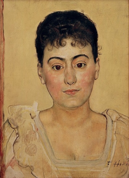 Ferdinand Hodler, Bildnis Madame de R. (Frau,Mensch,Schönheit,Portrait,Augen,Schweizerische Kunst,Schwarze Haare,Junge Frau)