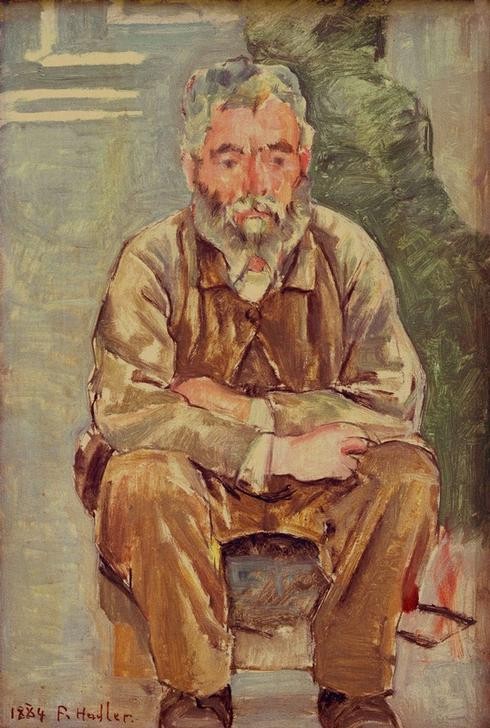 Ferdinand Hodler, Sitzender bärtiger Mann (Mann,Mensch,Bart,Portrait,Schweizerische Kunst,Alter Mann,Sitzen)
