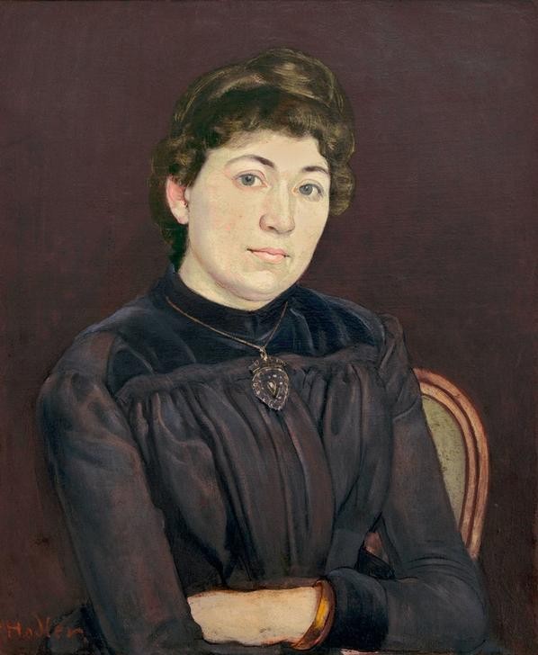 Ferdinand Hodler, Bildnis einer jungen Frau (Frau,Mensch,Schmuck,Portrait,Schweizerische Kunst,Anhänger (Schmuck),Halbfigur,Frisur)