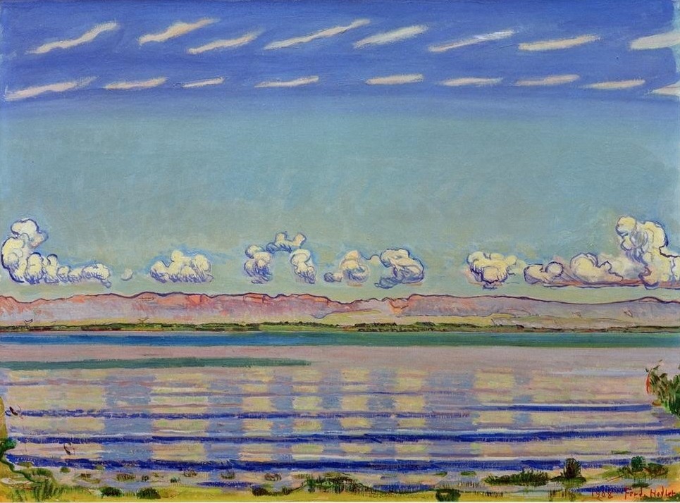 Ferdinand Hodler, Rhythmische Landschaft am Genfersee (Landschaft,Wolke,See,Schweizerische Kunst,Welle)