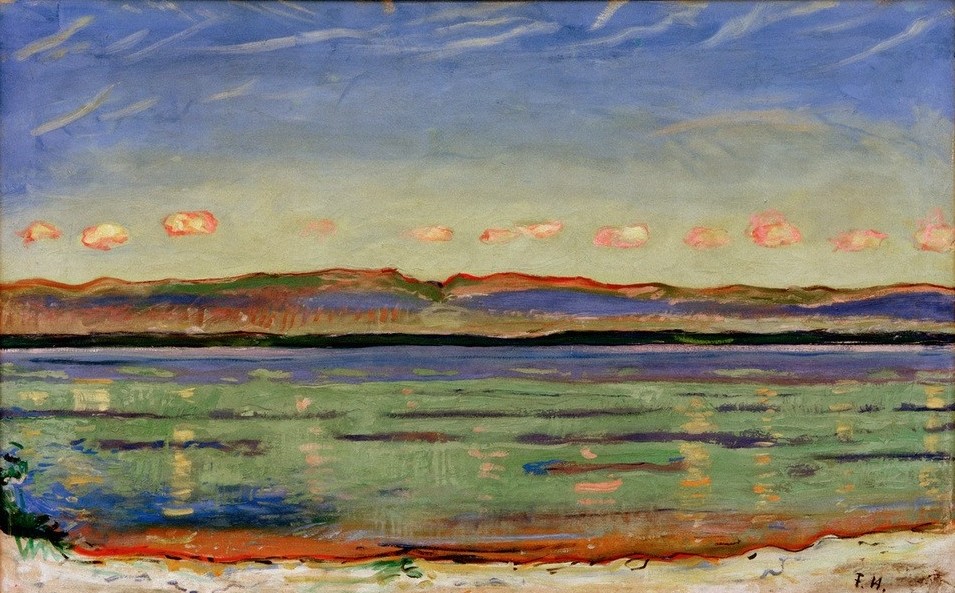 Ferdinand Hodler, Landschaftlicher Formenrhythmus (Landschaft,Wolke,See,Schweizerische Kunst,Welle)