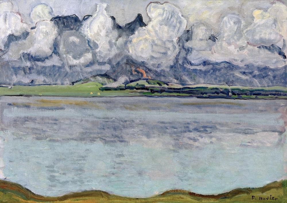 Ferdinand Hodler, Thunersee mit Stockhornkette in Wolken (Jugendstil,Landschaft,Wolke,See,Schweizerische Kunst)