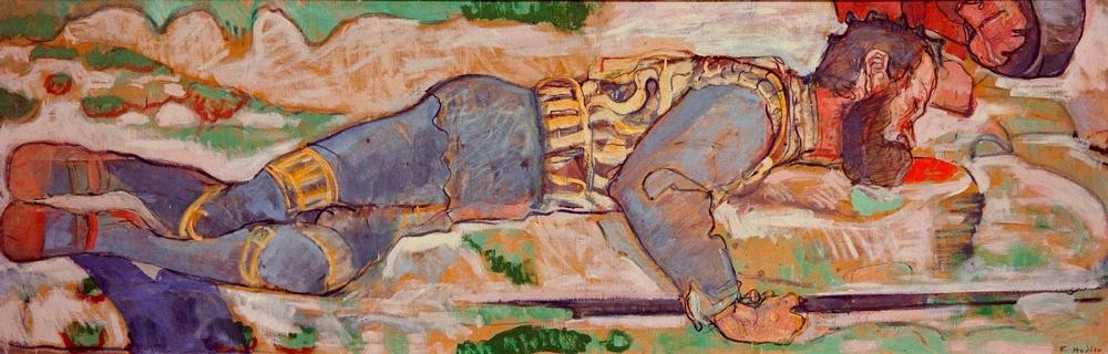 Ferdinand Hodler, Sterbender Krieger (Geschichte,Krieg,Landsknecht,Soldat,Tod,Tod In Der Schlacht,Gefallene,Studie,Schweizerische Kunst,Sterben,Krieg In Italien (Habsburg-Frankreich))