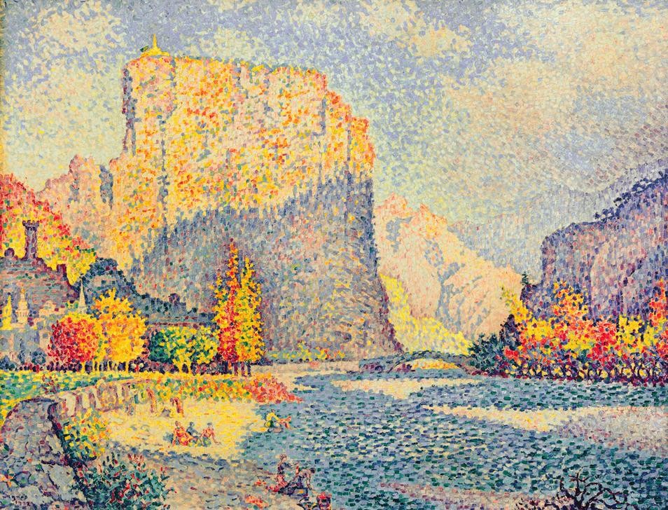 Paul Signac, Castellane (Gebirge,Landschaft,Impressionismus,Fluss,Pointillismus,Französische Kunst)