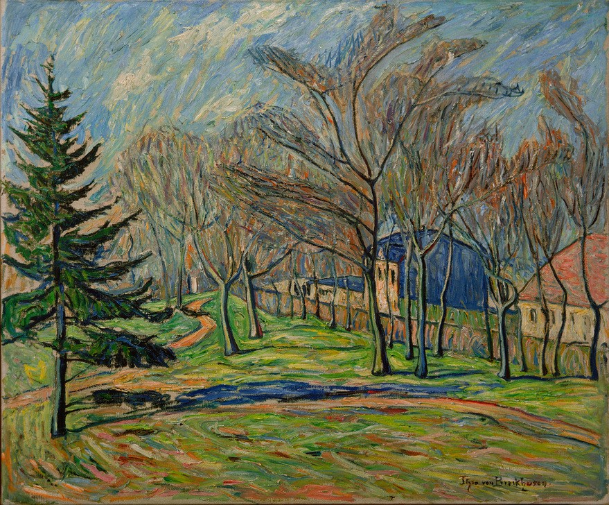 Theo von Brockhusen, Vor dem Gutshof Seelow (Deutsche Kunst,Landschaft,Impressionismus,Gutshof)