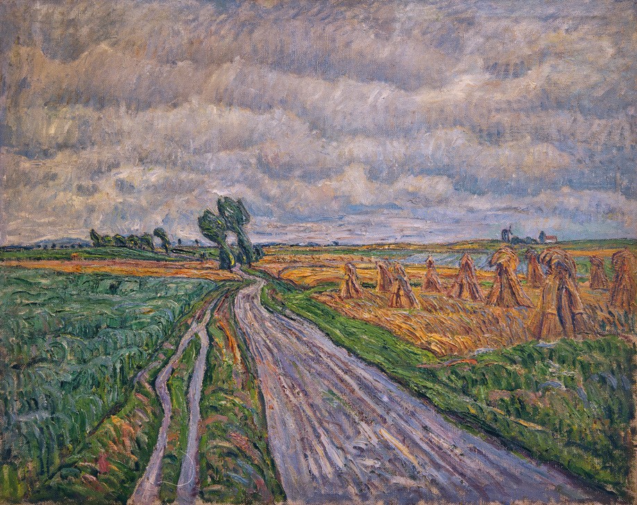 Theo von Brockhusen, Feldweg in der Mark (Deutsche Kunst,Landschaft,Impressionismus,Feldweg,Schlechtes Wetter)