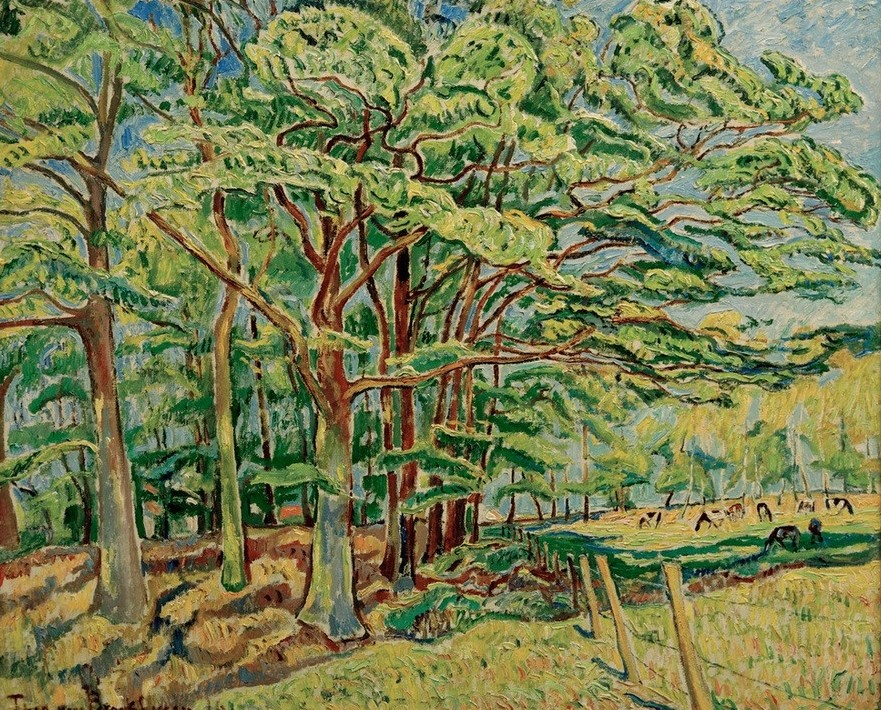 Theo von Brockhusen, Eichen (Deutsche Kunst,Eiche,Landschaft,Wald,Impressionismus,Baum,Laubbaum)