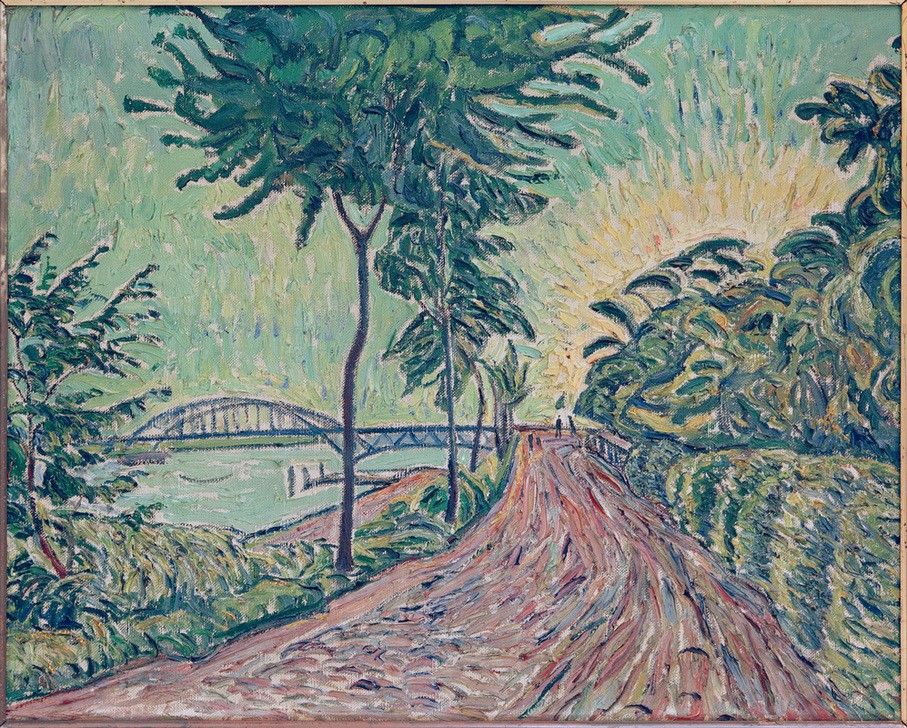 Theo von Brockhusen, Havelbrücke bei Baumgartenbrück (Brücke,Deutsche Kunst,Landschaft,Uferpromenade,Impressionismus)
