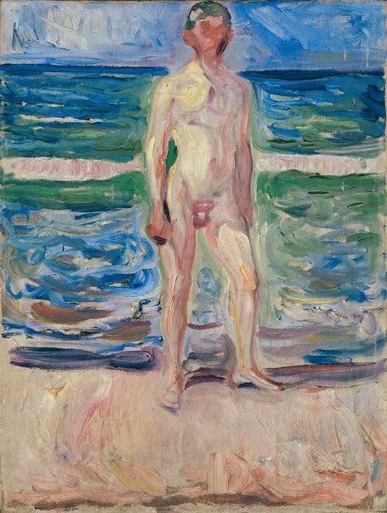 Edvard Munch, Studie für ‘Jugend' (Freikörperkultur,Mann,Freizeit,Seebad,Strand,Akt,Expressionismus,Reise,Norwegische Kunst)