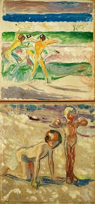 Edvard Munch, Kindheit (Freikörperkultur,Kinderspiel,Kind,Freizeit,Seebad,Spiel,Strand,Akt,Expressionismus,Reise,Norwegische Kunst,Kinderleben)