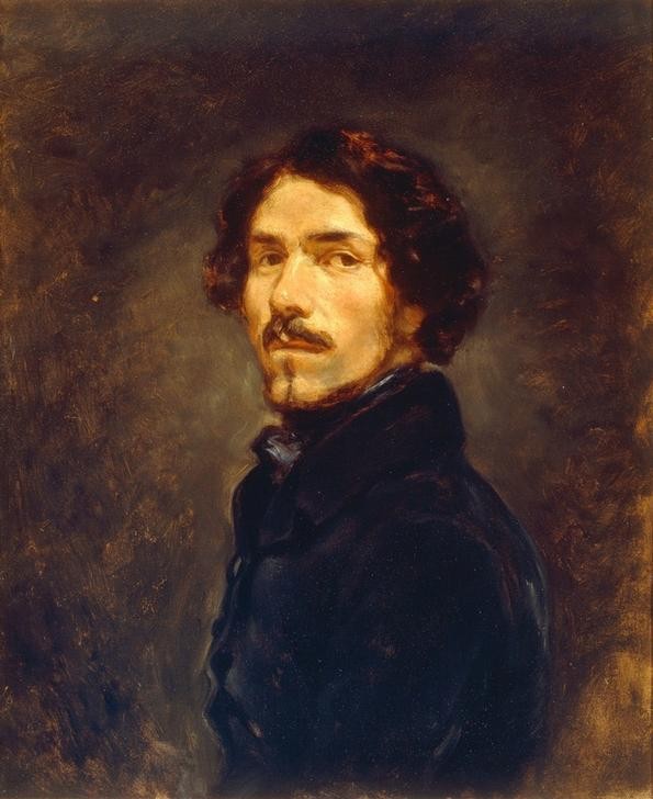 Eugene Delacroix, Selbstbildnis (Künstler,Maler (Künstler),Mann,Selbstbildnis,Portrait,Französische Kunst,Romantik,Brustbild,Person)