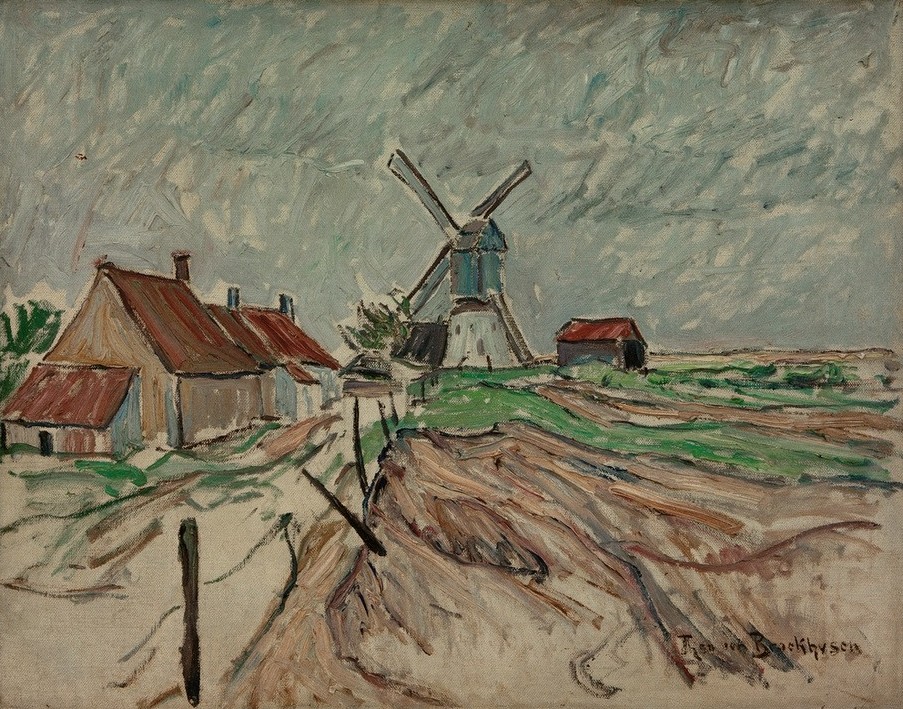 Theo von Brockhusen, Landschaft mit Windmühle (Deutsche Kunst,Landschaft,Windmühle,Impressionismus)