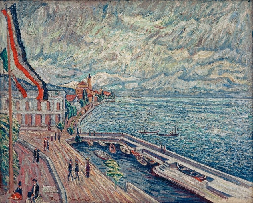 Theo von Brockhusen, Gardone II (Deutsche Kunst,Geographie,Landschaft,Uferpromenade,Impressionismus,Topographie)