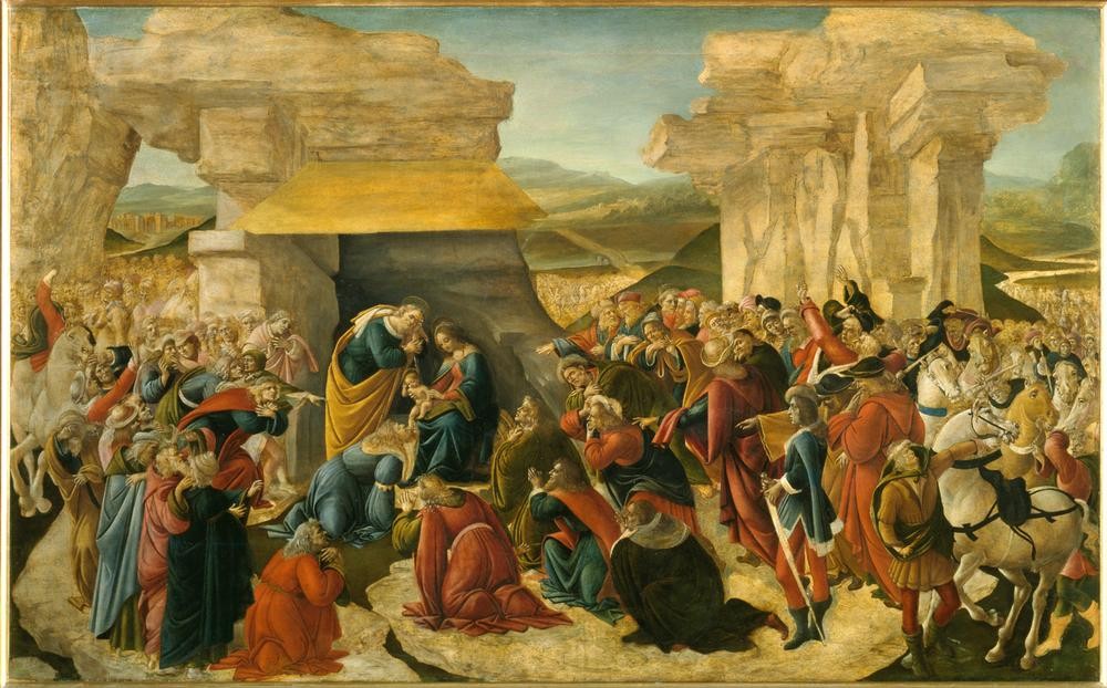 Sandro Botticelli, Anbetung der Könige (Christentum,Religion,Renaissance,Neues Testament,Bibel,Anbetung Der Könige,Heilige Drei Könige (Neues Testament),Italienische Kunst,Felsen,Kindheit Jesu,Unvollendet,Frührenaissance)