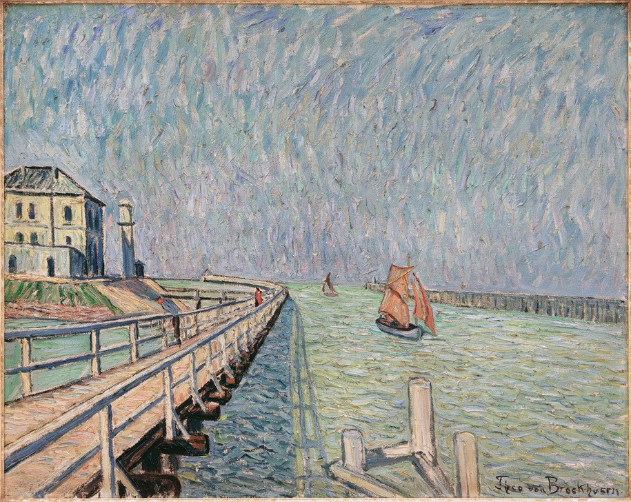 Theo von Brockhusen, Landungsbrücke (Deutsche Kunst,Geographie,Landungsbrücke,Landschaft,Impressionismus,Topographie)