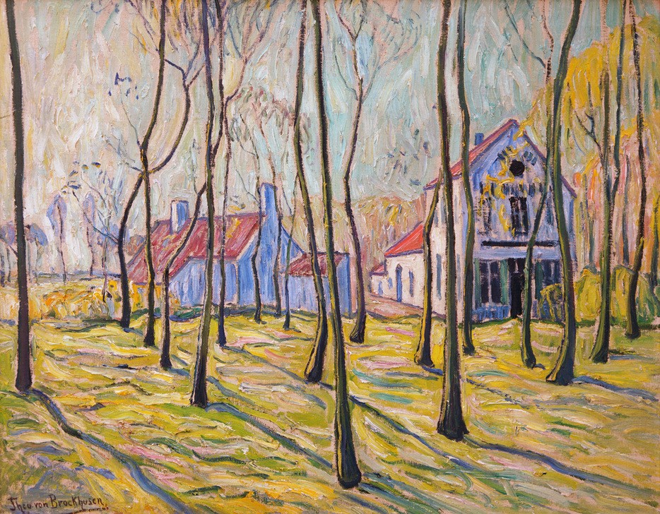 Theo von Brockhusen, Herbstsonne (Deutsche Kunst,Haus,Herbst,Jahreszeiten,Landschaft,Wohnhaus (Allgemein),Impressionismus)