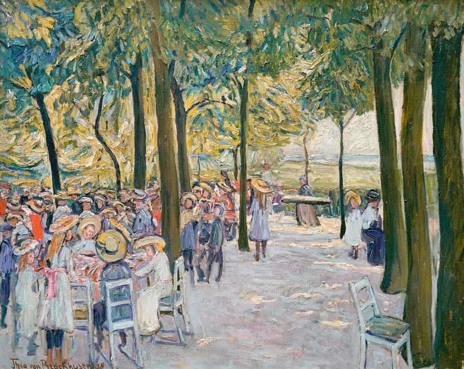 Theo von Brockhusen, Schulausflug (Ausflugslokal,Ausflug,Deutsche Kunst,Gartenwirtschaft,Gastronomie,Pädagogik,Schulausflug,Impressionismus)