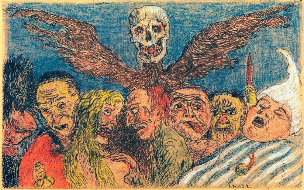 James Ensor, Les péchés capitaux dominés par la mort / De Hoofdzonden beheerst door de Dood (Christentum,Laster,Religion,Tod,Geiz,Symbolismus,Völlerei,Sünde,Neid,Belgische Kunst,Trägheit,Luxuria,Hoffart,Todsünde,Wollust,Jahrhundertwende,Personifizierung,Zorn,Morallehre)