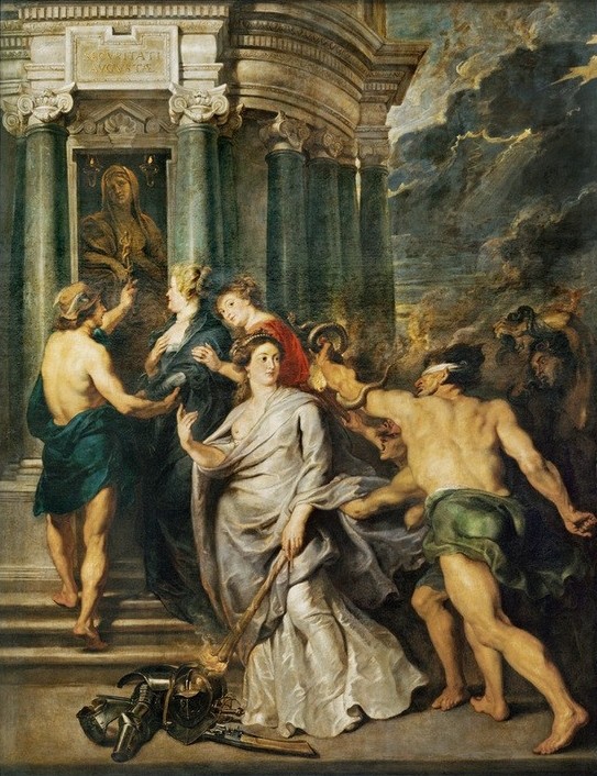 Peter Paul Rubens, Der Friedensschluß von Angers am 10. August 1620 (Flämische Kunst,Geschichte,Königin,Laster,Mythologie,Szene,Unschuld,Barock,Allegorie,Tugend,Friede,Fackel,Niederländische Kunst,Friedensvertrag,Friedensschluss,Kleidung (Allgemein),Person,Griechisch-Römische Mythologie)