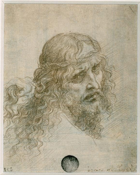 Leonardo da Vinci, Kopf Christi mit einer an den Haaren ziehenden Hand (Christentum,Künstler,Kunst,Religion,Renaissance,Neues Testament,Bibel,Portrait,Studie,Italienische Kunst,Dornenkrönung,Schmerz,Geisselung,Kopfstudie,Passion Christi,Kopf,An Den Haaren Ziehen,Hochrenaissance)