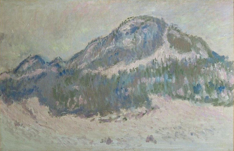 Claude Monet, Le Mont Kolsaas en Norvège (Mont Kolsaas, reflets roses) (Gebirge,Kunst,Landschaft,Impressionismus,Schnee,Spiegelung,Französische Kunst)