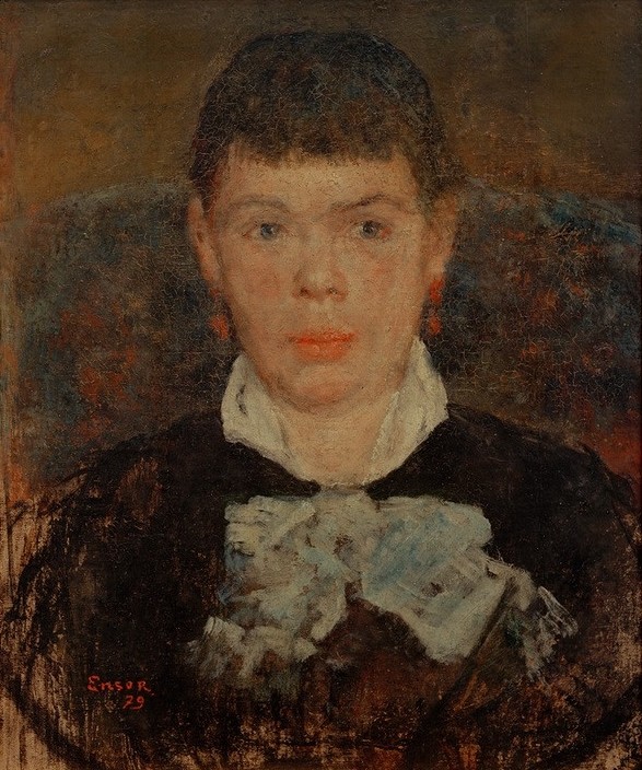 James Ensor, La Fille au nez retroussé (Frau,Kunst,Mensch,Portrait,Belgische Kunst,Junge Frau,Brustbild,Stupsnase)