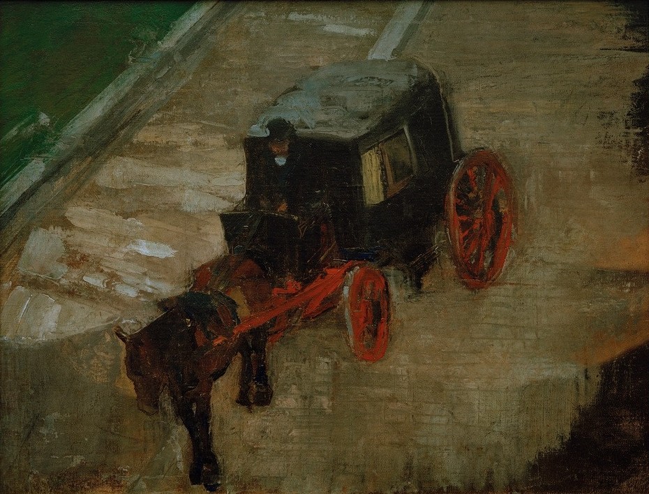 James Ensor, Le Fiacre (Droschke,Kutsche,Kunst,Pferdewagen,Verkehr,Impressionismus,Belgische Kunst)