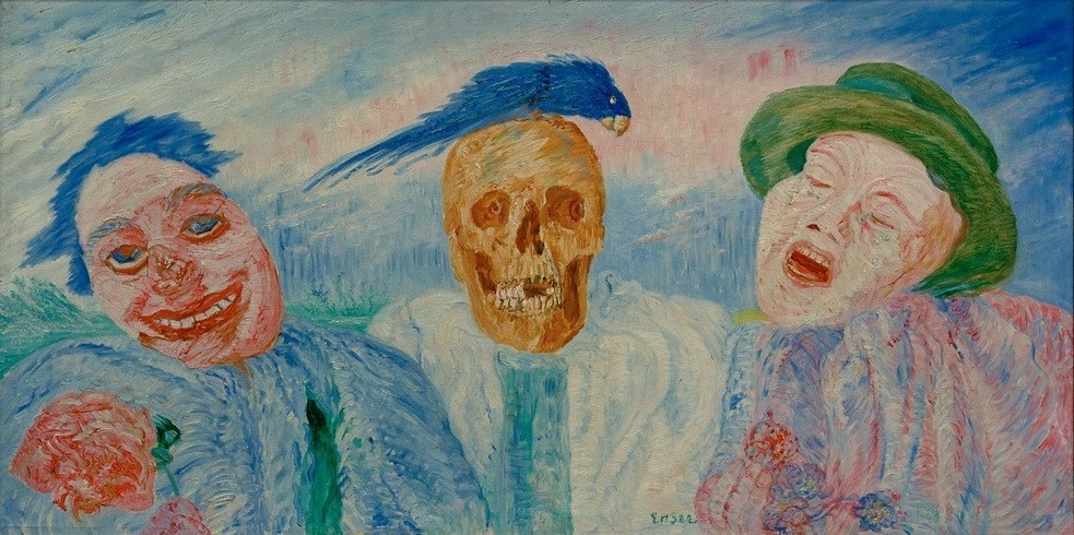 James Ensor, Du rire aux larmes (Feste,Kalenderfeste,Kunst,Maskerade,Mensch,Tod,Totentanz,Symbolismus,Lachen,Phantastische Kunst,Pierrot,Belgische Kunst,Maske (Gegenstand),Karneval)