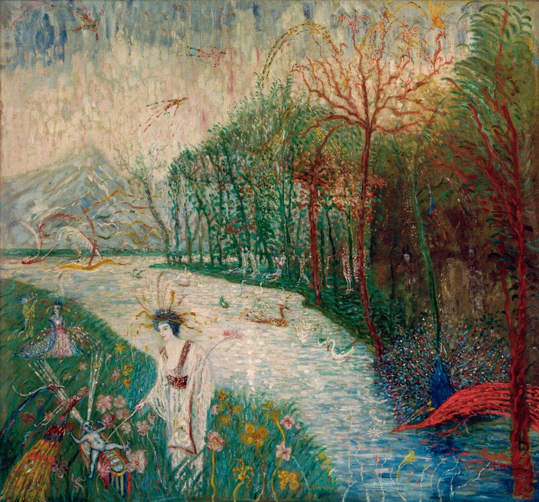 James Ensor, La Découverte de Moïse ou Moïse et les oiseaux (Findelkind,Kunst,Symbolismus,Altes Testament,Bibel,Phantastische Kunst,Auffindung Mosis,Belgische Kunst,Jüdisch-Christlich)