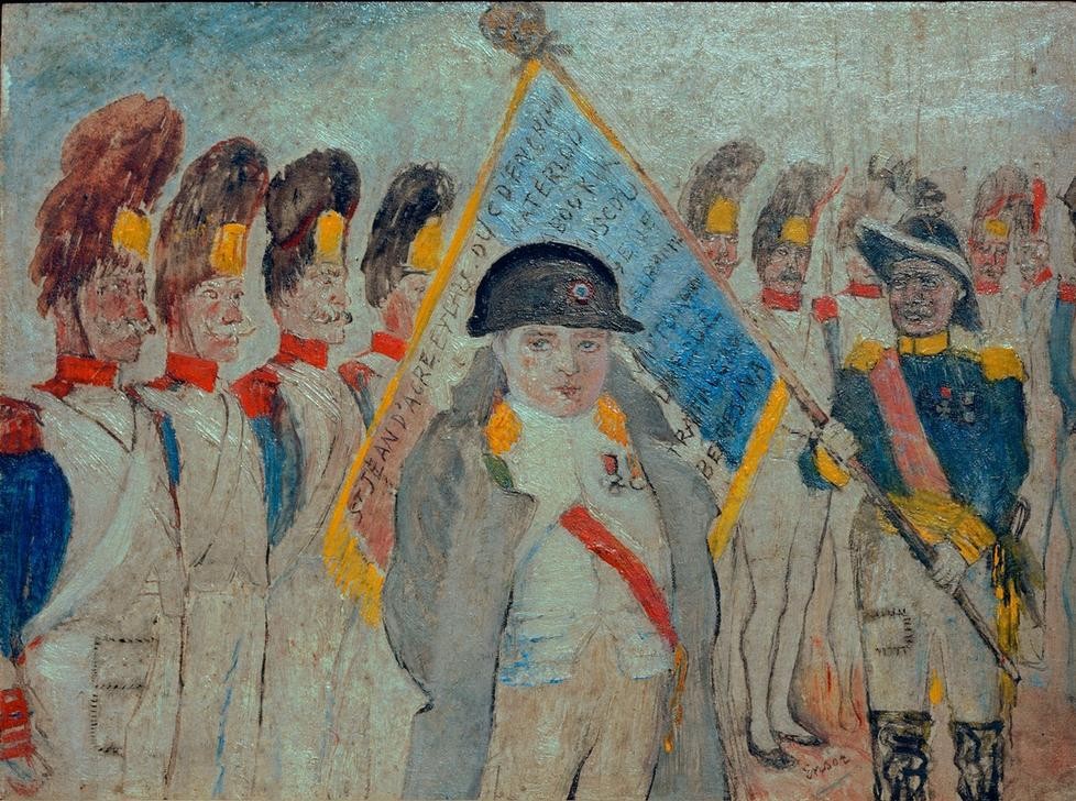 James Ensor, Le Remords de l’ogre de Corse (Geschichte,Kunst,Militär,Symbolismus,Gewissen,Belgische Kunst,Schlechtes Gewissen,Garde Imperiale,Person,Fahne)