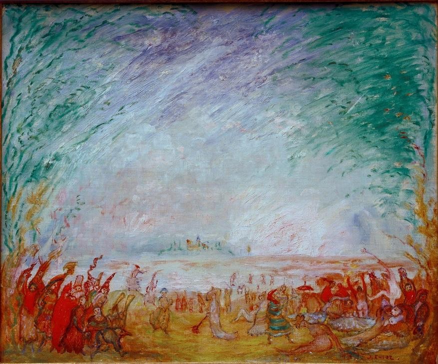 James Ensor, Le Parc aux mirages (Garten Und Park,Kunst,Maskerade,Menschen Im Park,Symbolismus,Belgische Kunst)