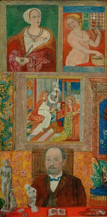 James Ensor, L’Amateur d’art ou Portrait de Paul Buésco (Kunstsammler,Kunst,Mann,Symbolismus,Bild Im Bild,Portrait,Belgische Kunst,Kunstsammlung,Sammler)