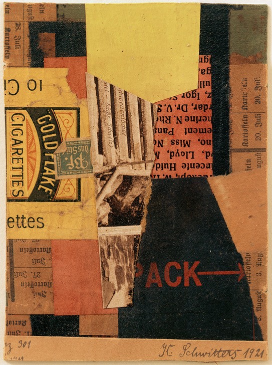 Kurt Schwitters, Merz 301 - Kartoffeln (Abstraktion, Collage, Zeitungsausschnitte, Papierschnipsel, Dadaismus, Merzbilder,  Wohnzimmer, Wunschgröße,)