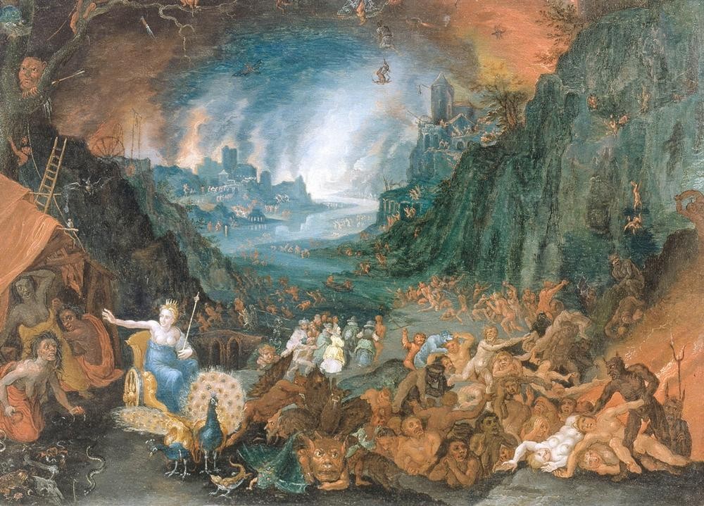 Jan BRUEGHEL DER Jüngere, Juno in der Unterwelt (Flämische Kunst,Mythologie,Teufel Und Hölle,Barock,Dämon,Manierismus,Hölle,Phantastische Kunst,Niederländische Kunst,Totenreich,Unterwelt,Höllenfahrt,Griechisch-Römische Mythologie)