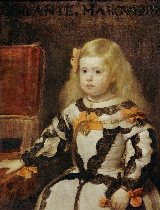 Diego Rodriguez de Silva y Velasquez, Infantin Margarita (Geschichte,Kindermode,Kind,Kunst,Mädchen,Barock,Portrait,Prinzessin,Spanische Kunst,Infantin,Haarschleife,Blonde Haare,Kleidung (Allgemein),Kopf,Halbfigur,Person)