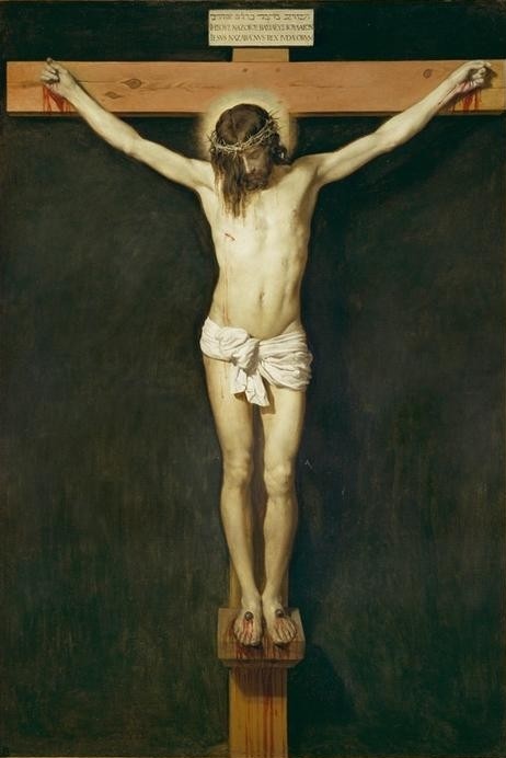 Diego Rodriguez de Silva y Velasquez, Christus am Kreuz (Christentum,Kreuz,Religion,Barock,Neues Testament,Bibel,Kreuzigung,Spanische Kunst,Passion Christi,Dornenkrone,Lendentuch,Krone)