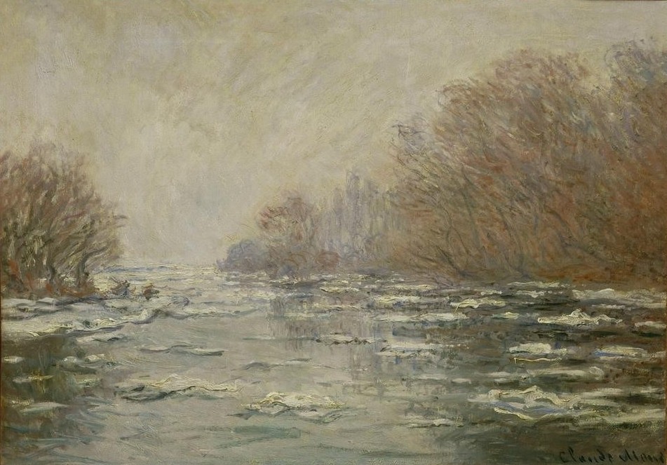 Claude Monet, Le débâcle près de Vétheuil (Eis (Kälte),Jahreszeiten,Kunst,Landschaft,Winter,Impressionismus,Fluss,Französische Kunst,Eisgang)