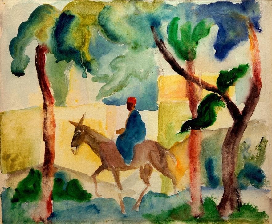 August Macke, Eselsreiter (Deutsche Kunst,Kunst,Völkerkunde,Reiter,Esel,Orientalismus,Expressionismus,Der Blaue Reiter,Reiten,Land Und Leute,Die Tunisreise)