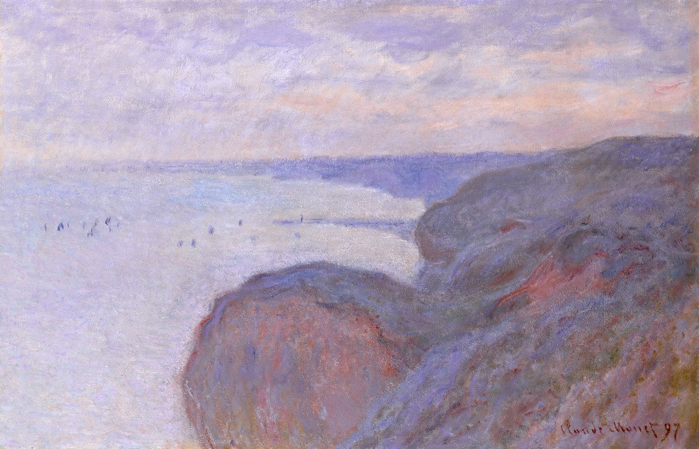 Claude Monet, Sur la Falaise près Dieppe, ciel couvert (Küste,Kunst,Landschaft,Meer,Impressionismus,Französische Kunst,Steilküste)