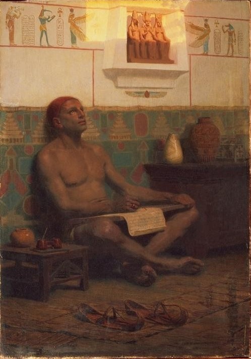 Stepan Wladislawowitsch Bakalowitsch, Der königliche Schreiber Rahotep (Beamte,Geschichte,Schreiber,Russische Kunst,Altes Reich,4. Dynastie,Historienmalerei,Schneidersitz,Altes Ägypten)