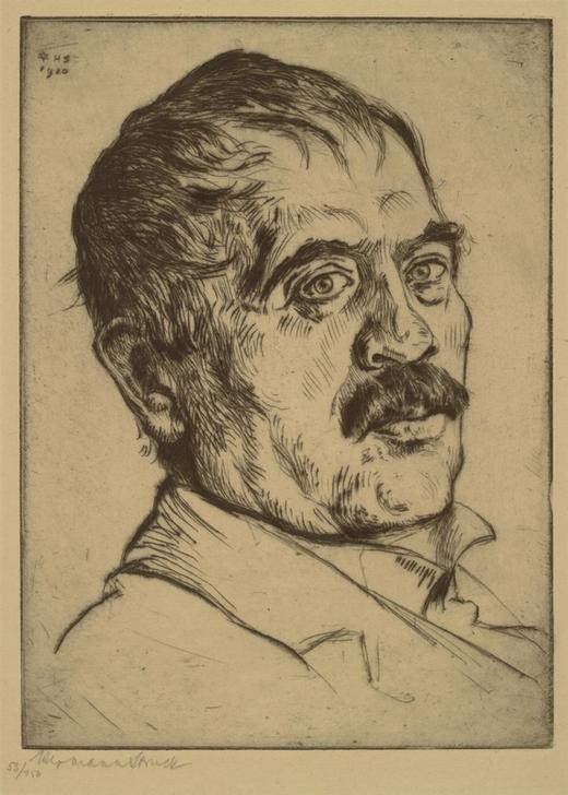 Hermann Struck, Lovis Corinth (Deutsche Kunst,Grafiker,Künstler,Maler (Künstler),Mann,Bart,Schnurrbart,Portrait,Blick Aus Dem Bild,Brustbild,Person)