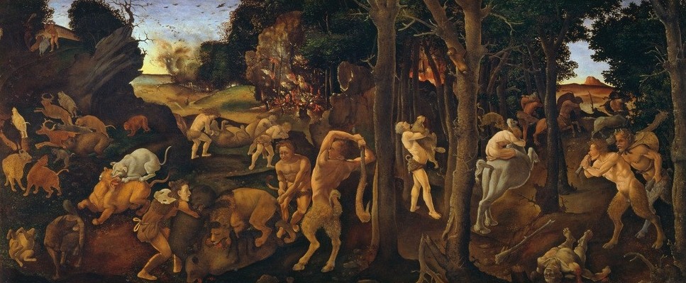 Piero di Cosimo, Die Jagd (Bär,Jagd,Mythologie,Vor- Und Frühgeschichte,Renaissance,Satyr,Jagdhund,Italienische Kunst,Bärenjagd,Griechisch-Römische Mythologie)
