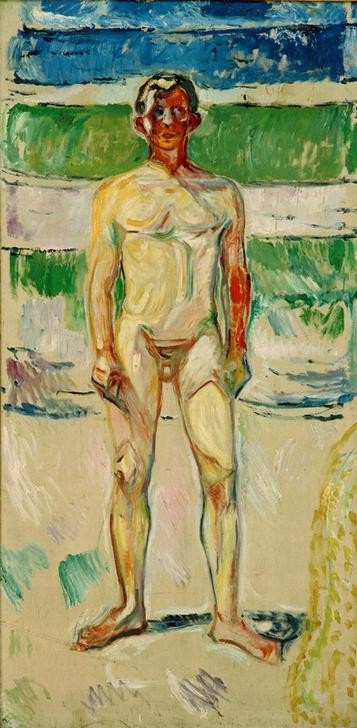 Edvard Munch, Badender Knabe (Bad Im Freien,Kunst,Mann,Seebad,Akt,Expressionismus,Norwegische Kunst,Knabe)