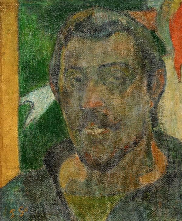 Paul Gauguin, Autoportrait avec Ondine (Künstler,Maler (Künstler),Mann,Selbstbildnis,Portrait,Französische Kunst,Person)