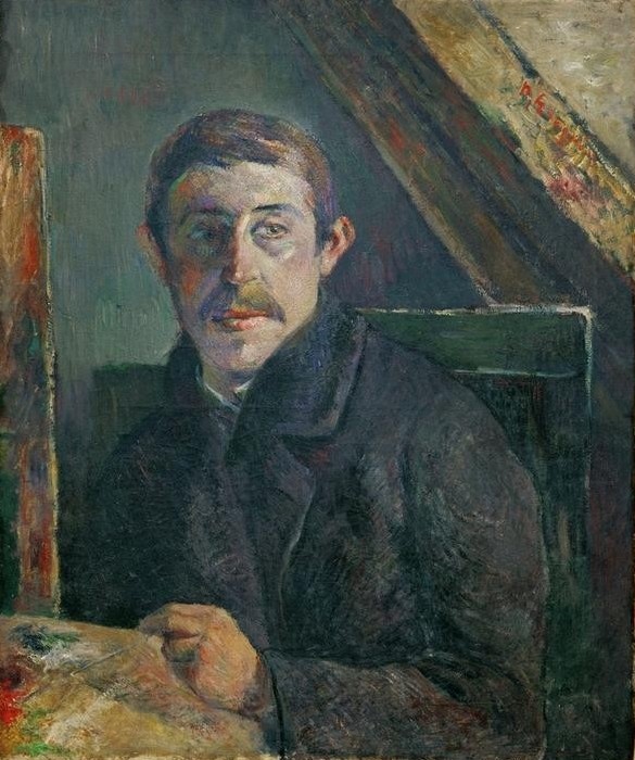 Paul Gauguin, Autoportrait (Künstlerleben,Künstler,Kunst,Maler (Künstler),Mann,Staffelei,Selbstbildnis,Künstler Bei Der Arbeit,Portrait,Palette,Französische Kunst,Pinsel,Person)